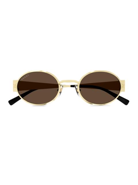 GUCCI Women's GG Monogram 51MM Metal Oval Sunglasses - Gold