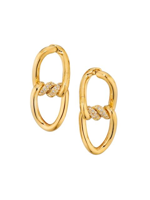 ROBERTO COIN Women's Cialoma 18K Yellow Gold & 0.35 TCW Diamond Small Chain Link Earrings - Yellow Gold