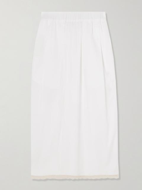 MARIA McMANUS Lace-trimmed Poplin Midi Skirt