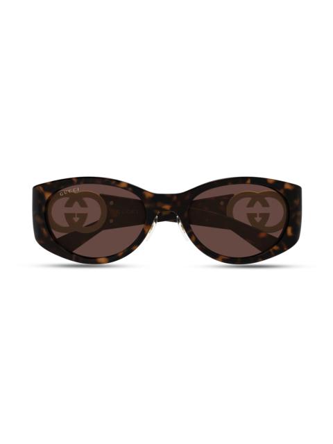 GUCCI Women's Hailey 55MM Logo Embellished Oval Sunglasses - Brown