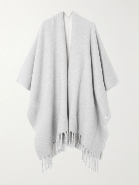 Brunello Cucinelli Fringed wool and cashmere-blend wrap Light gray
