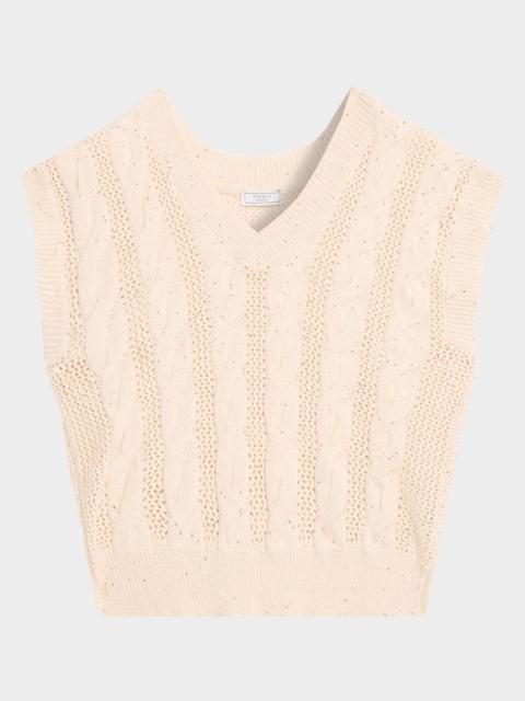 PESERICO Sequined Cotton Cordonnet Sweater Vest