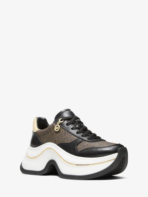 MICHAEL KORS Arla Leather and Suede Trainer
