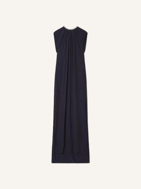 Lanvin BLUE EMBROIDERED DRESS IN CHARMEUSE