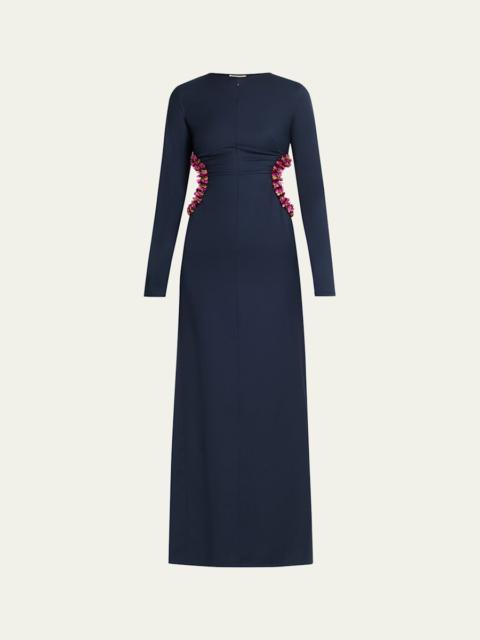 diotima Helm Embellished Cutout Long-Sleeve Maxi Dress