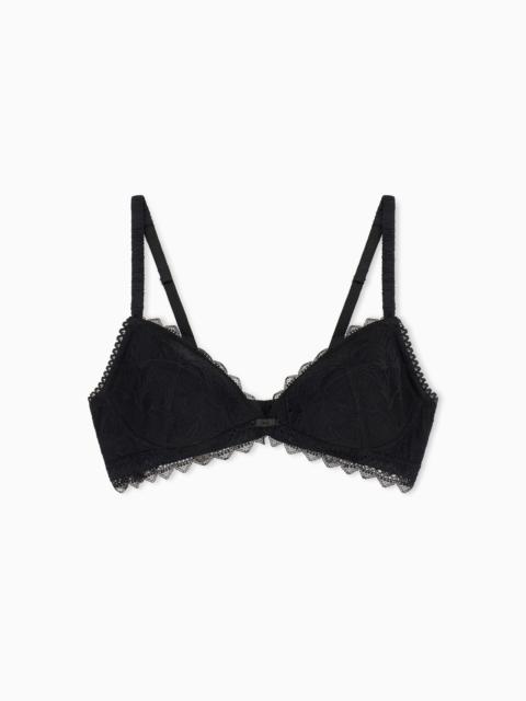 EMPORIO ARMANI ASV ETERNAL LACE PADDED TRIANGLE BRA IN RECYCLED LACE