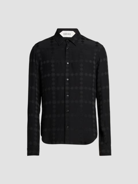 VERSACE Men's Vintage Medusa Silk Crepe Jacquard Shirt - Black