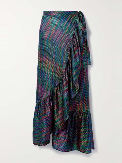 ERES Néon ruffled printed silk pareo