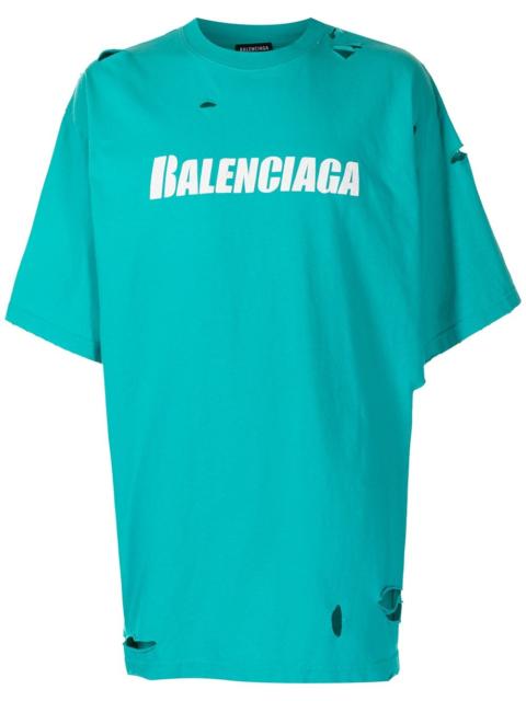BALENCIAGA Men's Destroyed Flatground 티셔츠 / 화이트