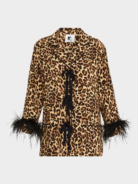 SLEEPER Leopard-Print Viscose Pajama Set