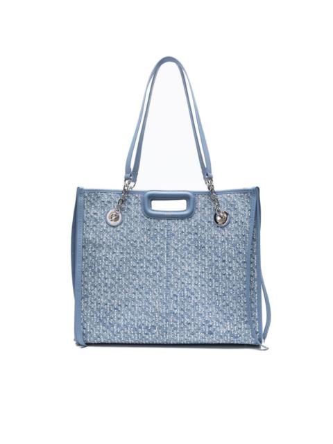 rhinestone-embellished denim tote bag