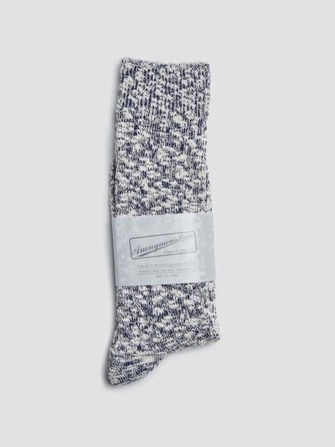 Nigel Cabourn Anonymous Ism Lightweight Slub Crew Sock in Navy