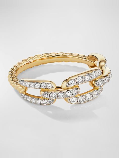 DAVID YURMAN Stax Chain Link Ring with Diamonds in 18K Gold, 7mm
