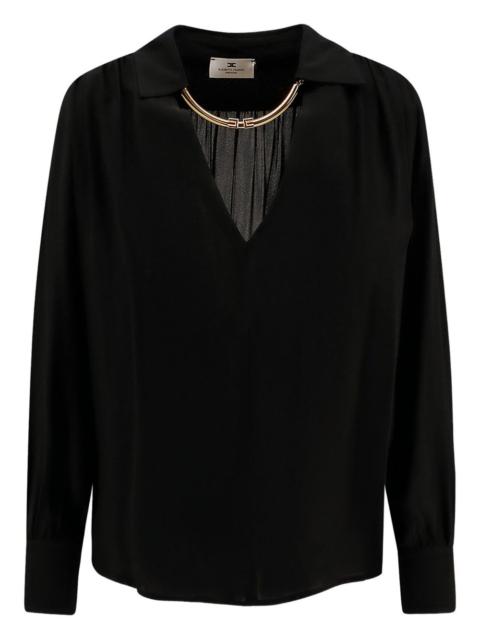 ELISABETTA FRANCHI pleated-neck shirt