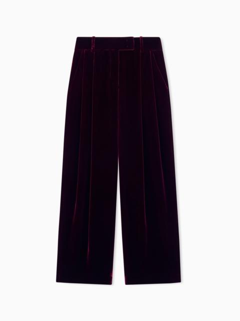 GIORGIO ARMANI WIDE-LEG TROUSERS WITH DOUBLE PLEATS IN VISCOSE SILK VELVET