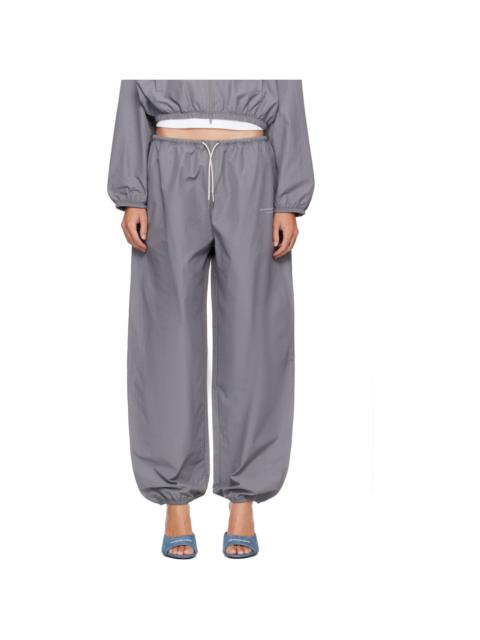 Alexander Wang Gray Mid-Rise Rhinestone Drawcord Track Pants