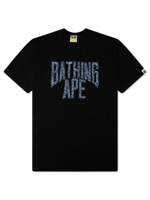 A BATHING APE® WILD LEOPARD PATTERN NYC LOGO TEE - BLACK/NAVY