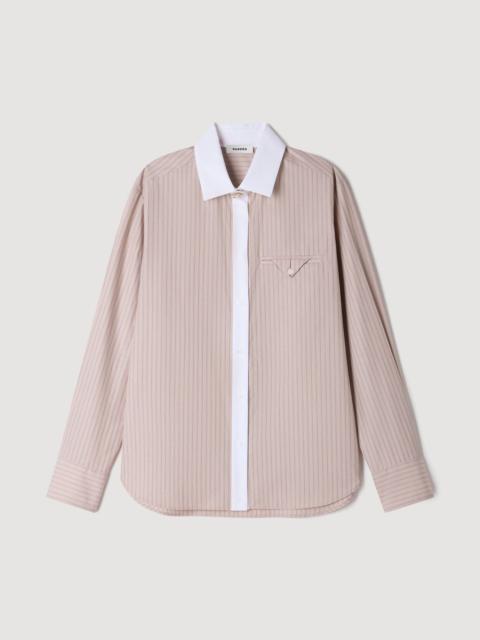 Sandro STRIPED SHIRT WITH CONTRAST COLLAR