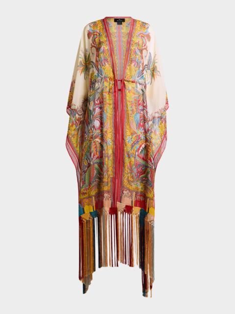 Etro Multicolor Fringe-Trim Kaftan Coverup