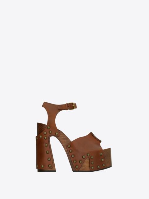 saint laurent joan platform sandals in smooth leather and wood