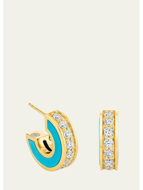 SYDNEY EVAN 14K Yellow Gold Turquoise Stone Inlay Earrings with Diamonds