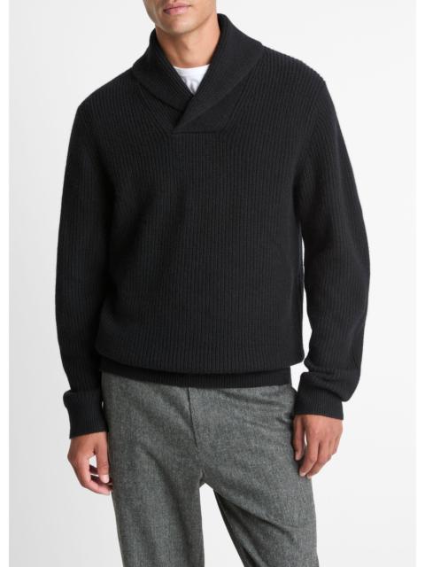 Vince Shaker Wool-Cashmere Shawl-Collar Sweater