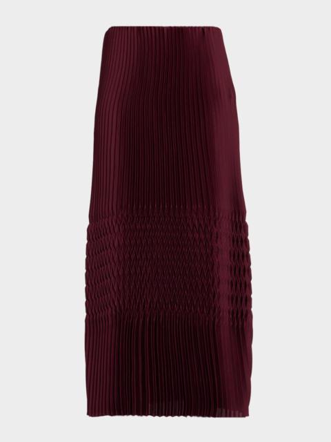 Lafayette 148 New York Straight Plisse Satin Midi Skirt