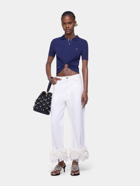 rabanne BAGGY JEANS IN WHITE DENIM WITH FRINGES