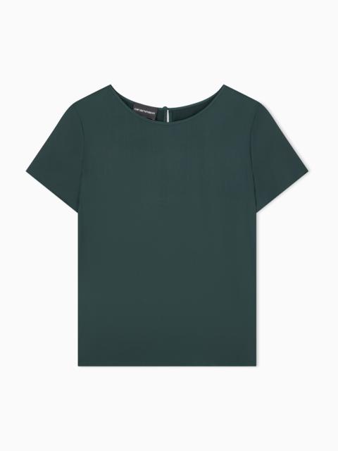 EMPORIO ARMANI SATIN BLOUSE IN A SILK BLEND WITH SHORT SLEEVES ESSENTIAL