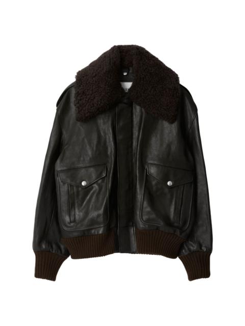Burberry shearling-collar leather jacket