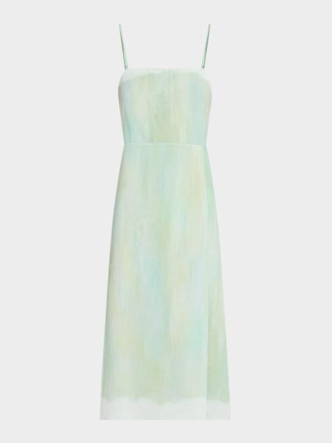 Vince Sleeveless Painted Boarder Midi Dress