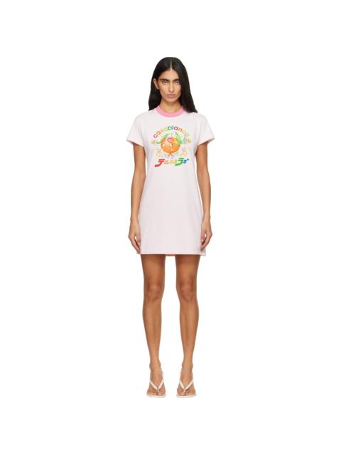 CASABLANCA Pink Orange Mascot Printed T-shirt Minidress