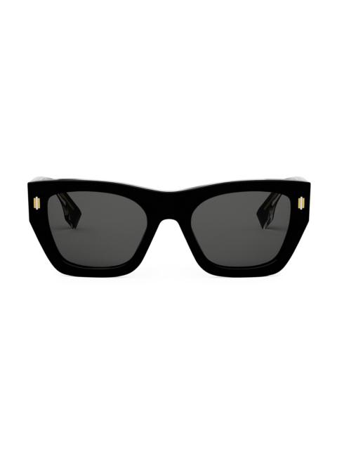 FENDI Men Fendi Roma 53MM Rectangular Sunglasses - Shiny Black Smoke