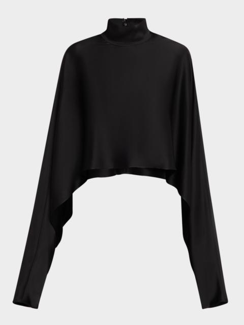 LAPOINTE Satin Crop Caftan Top