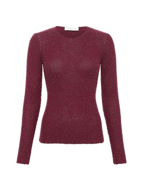 Nello Knit Sweater in Bordeaux Beaded Cashmere Silk