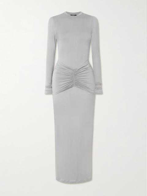 Balmain Ruched Stretch-jersey Maxi Dress
