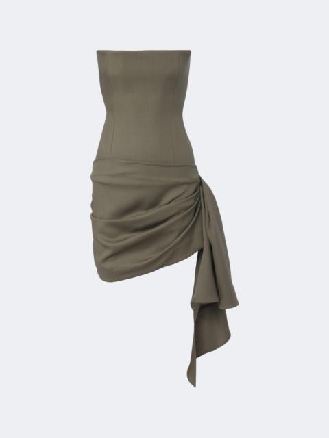 ALEX PERRY Draped virgin wool bustier dress