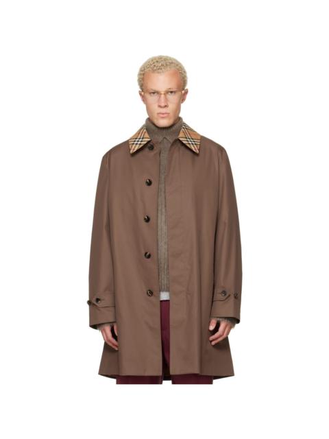 Burberry Brown Mid-Length Gabardine Car Coat