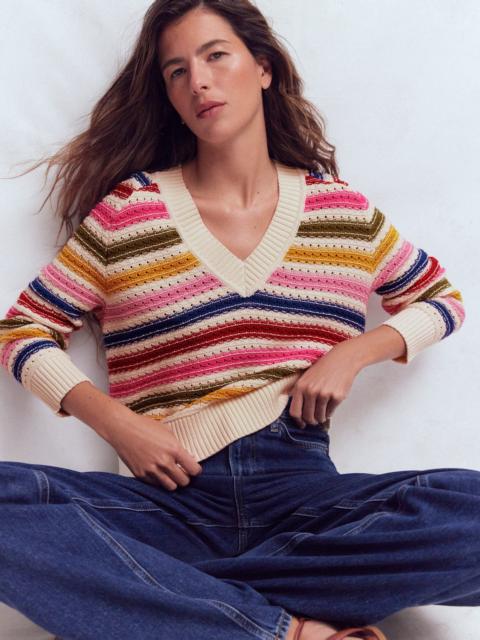 BODEN Maeve Textured Cotton Jumper-Multi Stripe