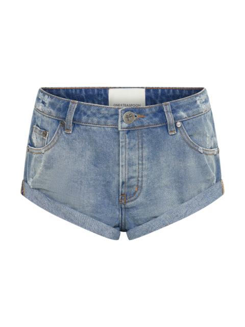 ONE TEASPOON Bandits Low Waist Denim Shorts - Blue Malt