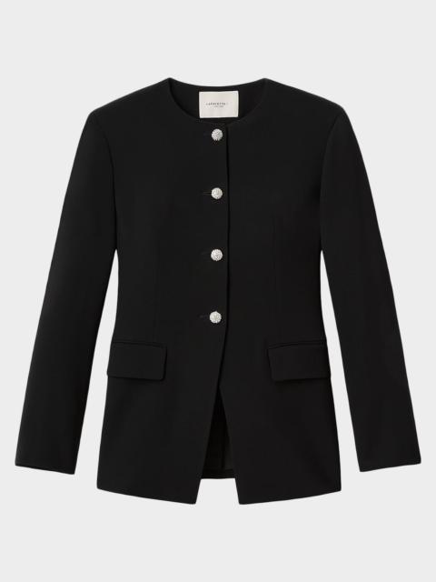 Lafayette 148 New York Rhinestone-Button Finesse Crepe Jacket