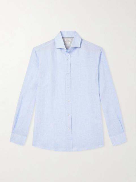 Brunello Cucinelli Cutaway-Collar Linen Shirt