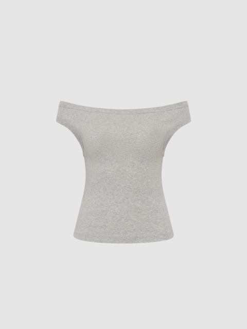 ST. AGNI Organic Cotton Off Shoulder Top - Grey Marle