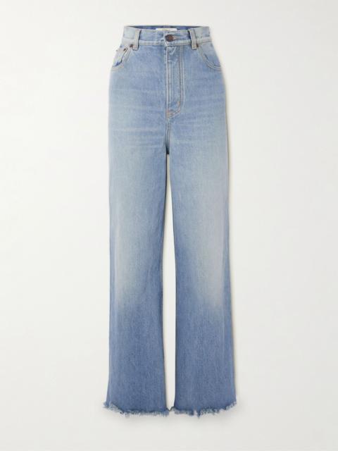 Chloé Frayed high-rise wide-leg jeans Light blue