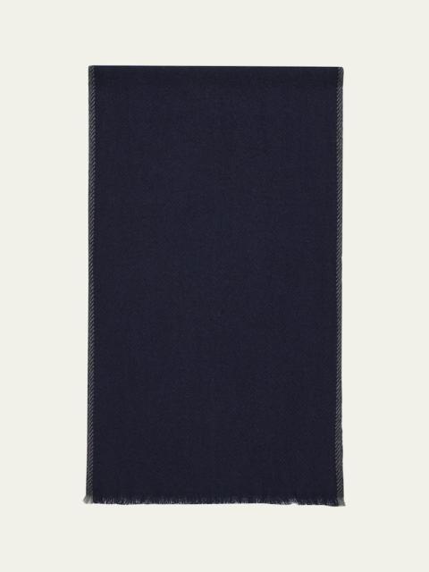 Brunello Cucinelli Men's Cashmere Contrast-Trim Scarf