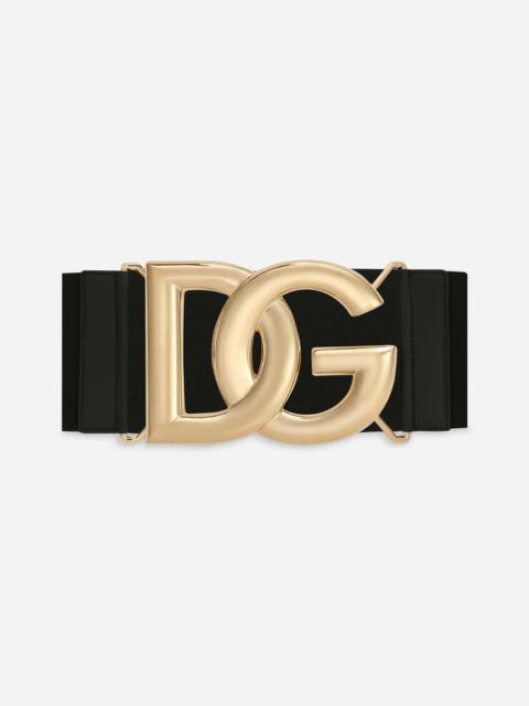 Dolce & Gabbana Stretch band belt with crossover DG logo buckle