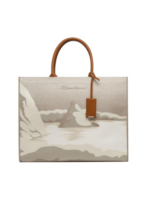 Beige fabric shopper