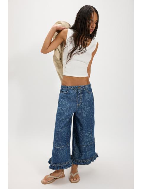 FREE PEOPLE We The Free Love Me Not Printed Bloomer Jeans