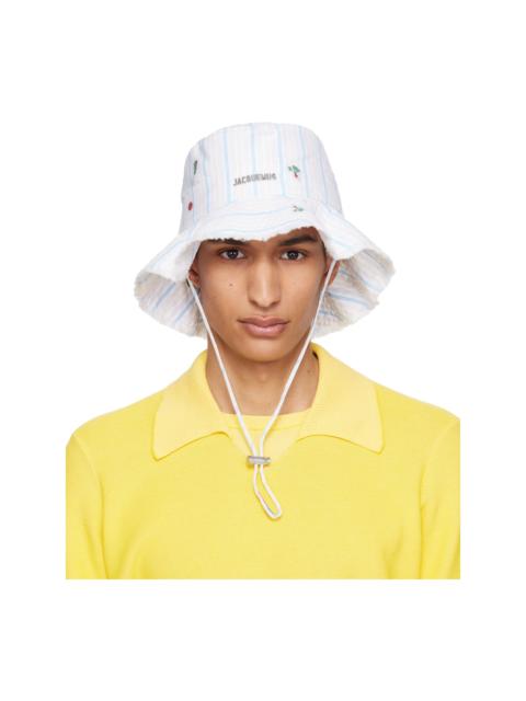JACQUEMUS White & Blue 'The Artichaut' Bucket Hat