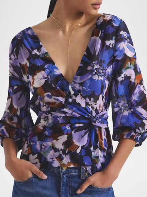 DEREK LAM 10 CROSBY Michele Floral Twist-Front Blouse